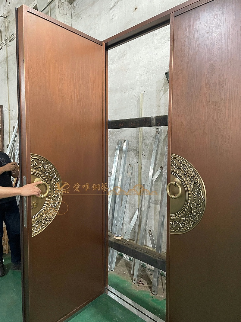 中式銅門(mén)整版木紋 (2)